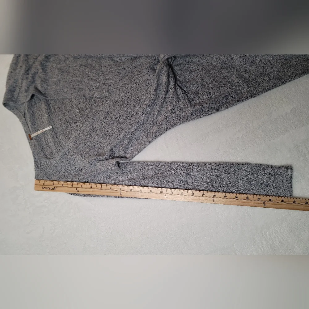 Free People Ginger Cozy Tie Front Sweater Dress Heather Gray Mini XS Long Sleeve